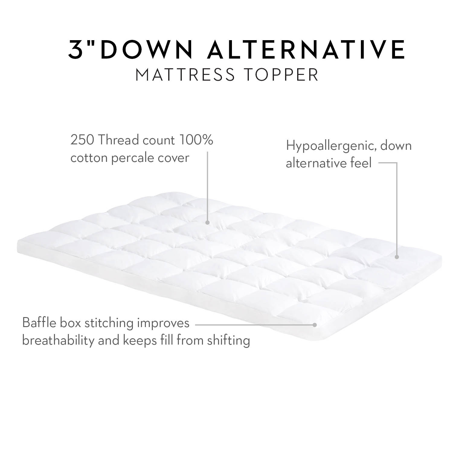 Malouf Isolus 3" Down Alternative Mattress Topper