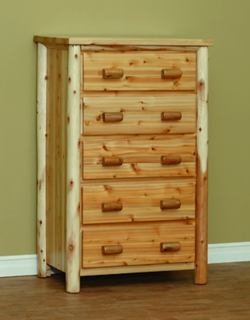 Appalachian Cedar Five Drawer Chest - by Countryside Rustic Log Furniture