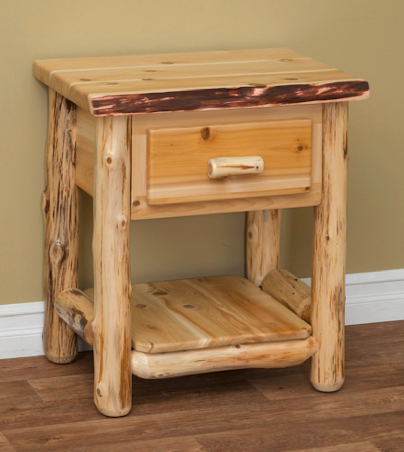Appalachian Cedar One Drawer Nightstand - by Countryside Rustic Log Furniture