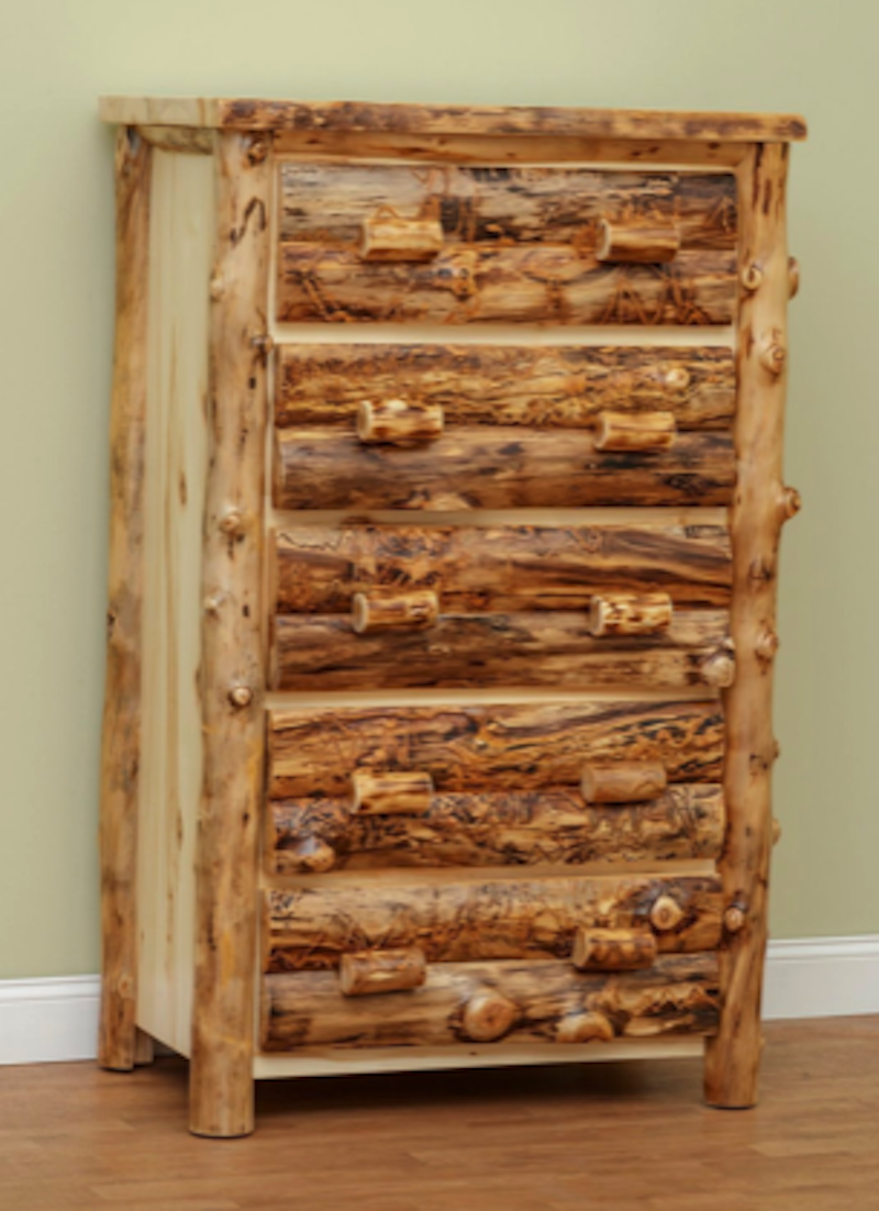 Rocky Mountain Aspen Five Drawer Chest - by Countryside Rustic Log Furniture