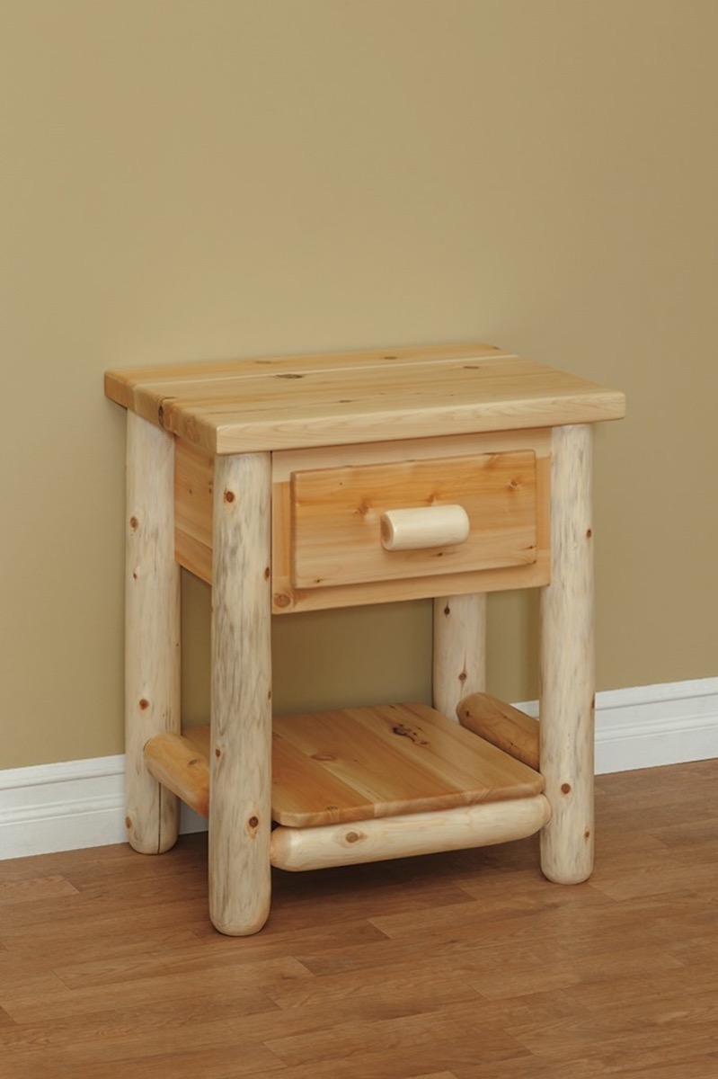 Great Lakes Cedar One Drawer Nightstand - by Countryside Rustic Log Furniture